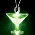 Light Up Necklace - Acrylic Martini Pendant - Green
